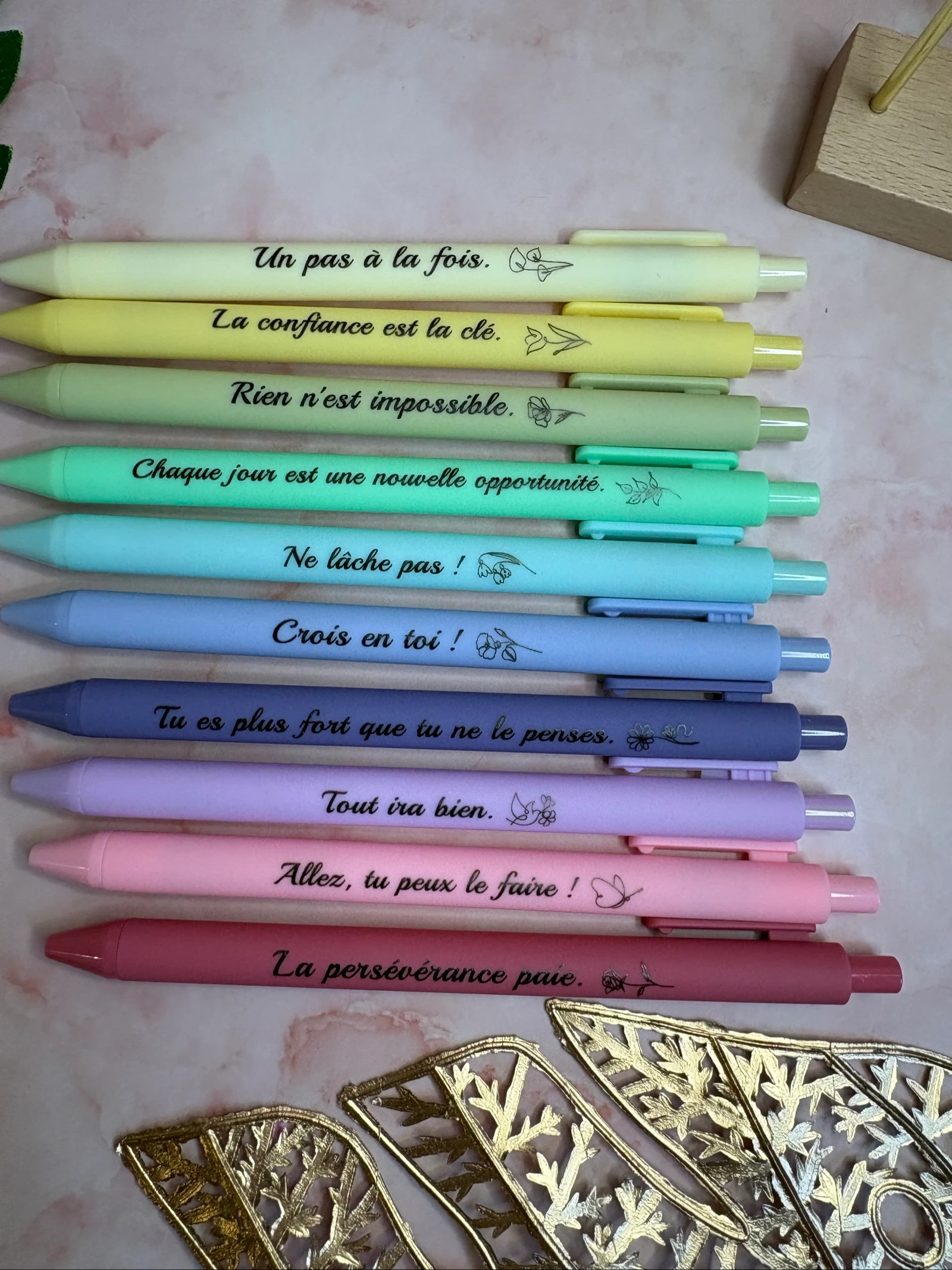 Set of 10 pastel motivational pens – Inspiring messages – Gift idea – photo 2